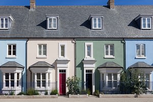 colourful terraced houses interest rates UK