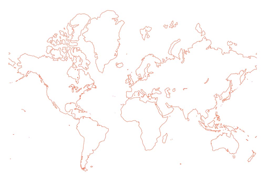map of the world with orange border