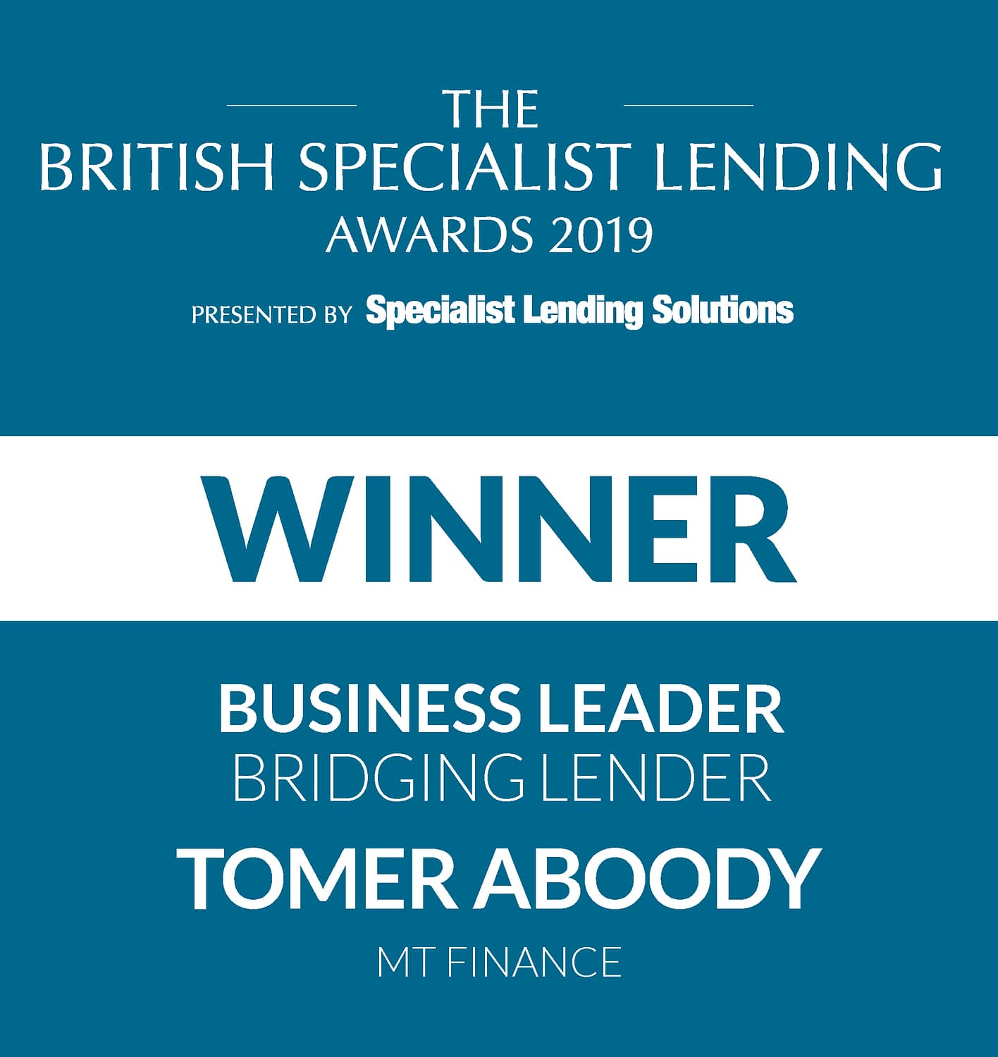 Leading Bridging Lender 2019 - MT Finance